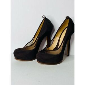 🛍️ Fendi Authentic Chocolate Brown Mesh and Suede High Heel Platform Pumps